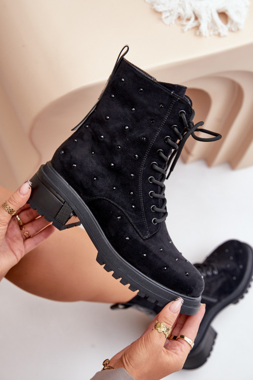 Dekoruotos Darbiniai kulkšnies batai Moteriškas pašiltinti D&A MR880-017 juodos spalvos Dekoruotos Darbiniai kulkšnies batai Moteriškas pašiltinti D&A MR880-017 juodos spalvos