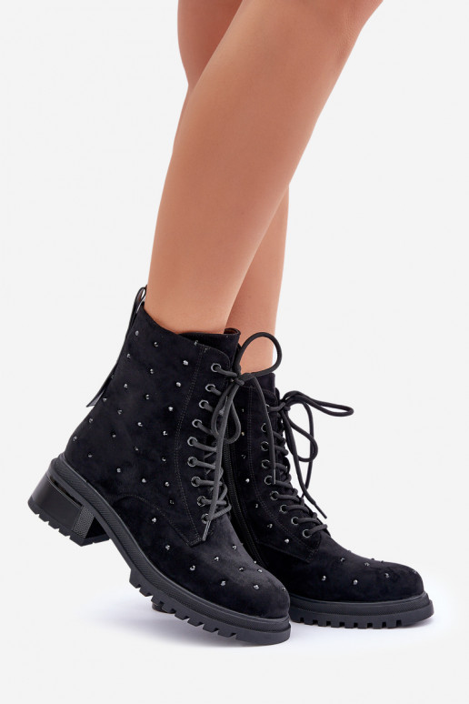 Dekoruotos Darbiniai kulkšnies batai Moteriškas pašiltinti D&A MR880-017 juodos spalvos Dekoruotos Darbiniai kulkšnies batai Moteriškas pašiltinti D&A MR880-017 juodos spalvos