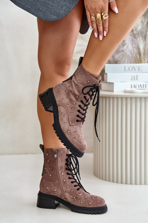 Dekoruotos Darbiniai kulkšnies batai Moteriškas pašiltinti D&A MR880-017 molio spalvos Dekoruotos Darbiniai kulkšnies batai Moteriškas pašiltinti D&A MR880-017 molio spalvos