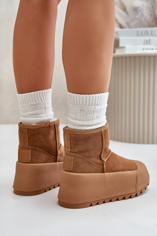 pašiltinti iš zomšos sniego batai su platforma Big Star OO274A212 rudos spalvos pašiltinti iš zomšos sniego batai su platforma Big Star OO274A212 rudos spalvos