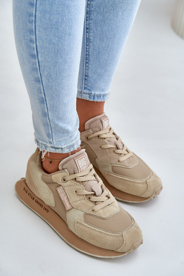 Oda Sneakers modelio batai Moteriškas Big Star OO274564 Hi-Poly System smėlio spalvos