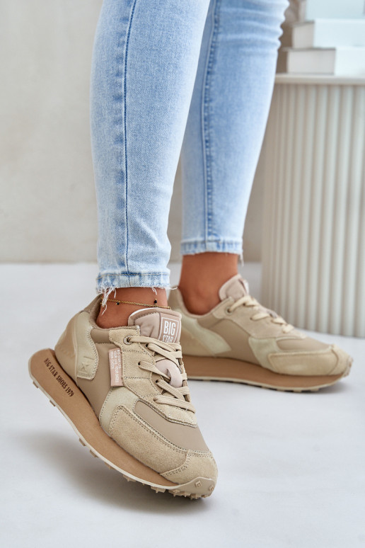 Oda Sneakers modelio batai Moteriškas Big Star OO274564 Hi-Poly System smėlio spalvos