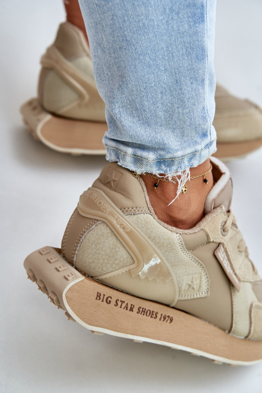 Oda Sneakers modelio batai Moteriškas Big Star OO274564 Hi-Poly System smėlio spalvos
