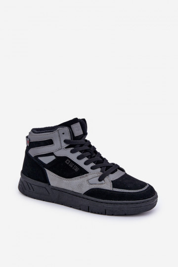 iš zomšos Sneakers modelio batai Vyriški Big Star OO174303 Hi-Poly System Juodos ir-pilkos spalvos