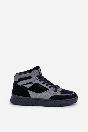 iš zomšos Sneakers modelio batai Vyriški Big Star OO174303 Hi-Poly System Juodos ir-pilkos spalvos 2