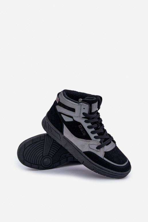iš zomšos Sneakers modelio batai Vyriški Big Star OO174303 Hi-Poly System Juodos ir-pilkos spalvos
