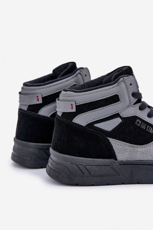 iš zomšos Sneakers modelio batai Vyriški Big Star OO174303 Hi-Poly System Juodos ir-pilkos spalvos