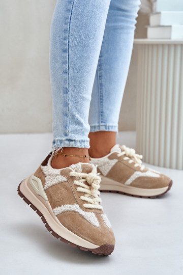 pašiltinti Sneakers modelio batai Moteriškas Oda Big Star OO274A317 HI-POLY SYSTEM smėlio spalvos 2