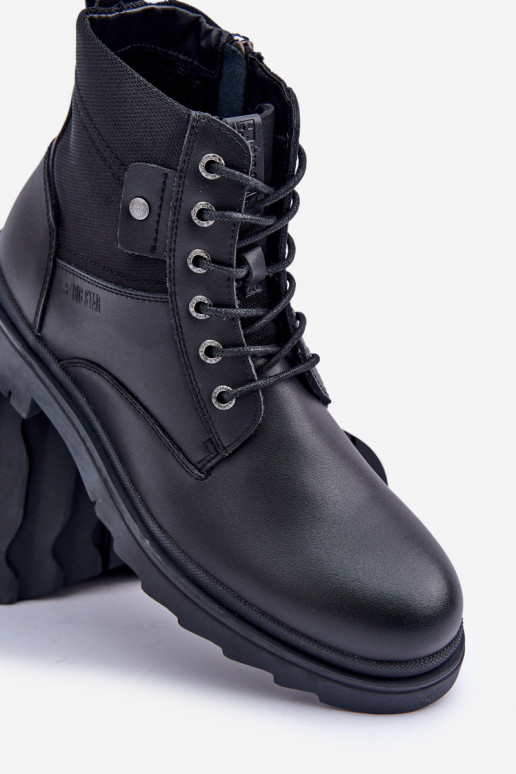 Oda pašiltinti batai Aulinukai Vyriški Big Star OO174166 juodos spalvos Oda pašiltinti batai Aulinukai Vyriški Big Star OO174166 juodos spalvos