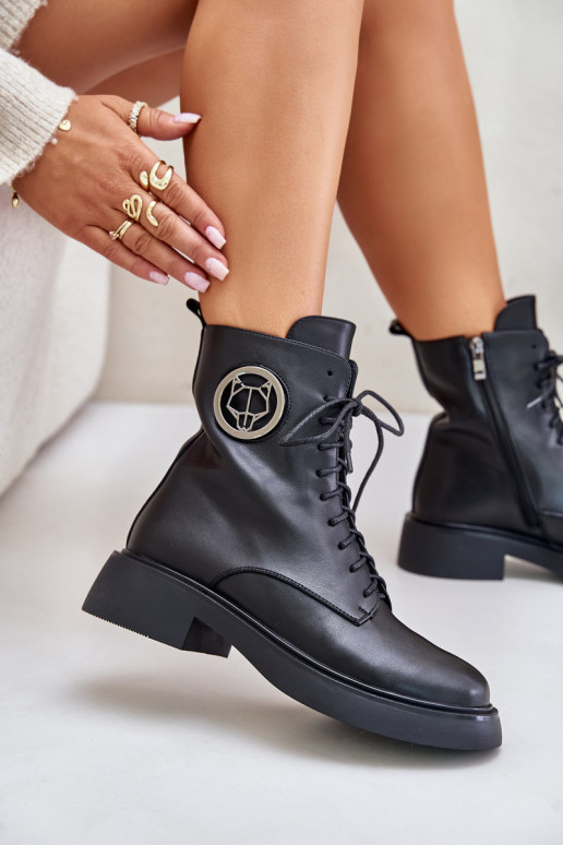 Oda Šilti suvarstomi aulinukai Į Pilį su ornamentais juodos spalvos Lorevine