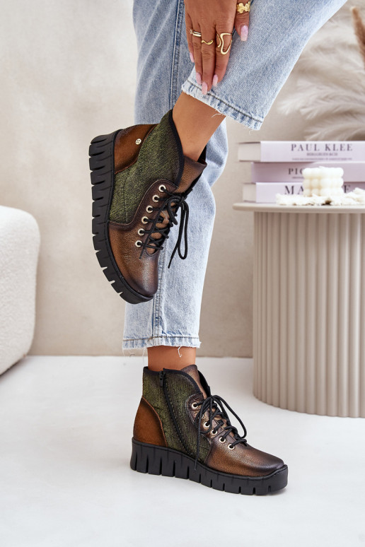 Oda Aulinukair platforma I Koturnie Tai turiciejka 06702-09 žalios-aukso spalvos