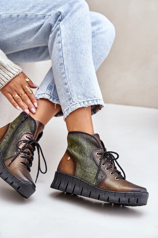 Oda Aulinukair platforma I Koturnie Tai turiciejka 06702-09 žalios-aukso spalvos