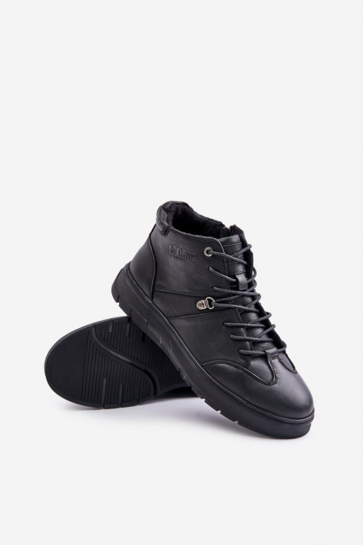 Oda pašiltinti Sneakers modelio aulinukai Vyriški Lee Cooper LCJ-24-33-2913 juodos spalvos Oda pašiltinti Sneakers modelio aulinukai Vyriški Lee Cooper LCJ-24-33-2913 juodos spalvos