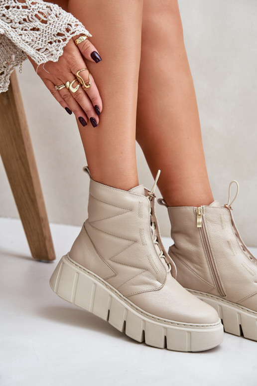 Zazoo 60472 Oda Aulinukai su platforma I Koturnie smėlio spalvos Zazoo 60472 Oda Aulinukai su platforma I Koturnie smėlio spalvos