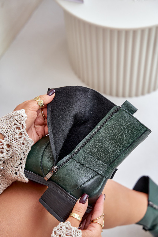 Zazoo 60480 Oda Aulinukai Ant žemo kulno pašiltinti chaki spalvos Zazoo 60480 Oda Aulinukai Ant žemo kulno pašiltinti chaki spalvos