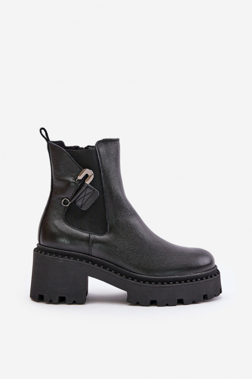 Zazoo 60490 Oda pašiltinti Aulinukai su ornamentais juodos spalvos Zazoo 60490 Oda pašiltinti Aulinukai su ornamentais juodos spalvos