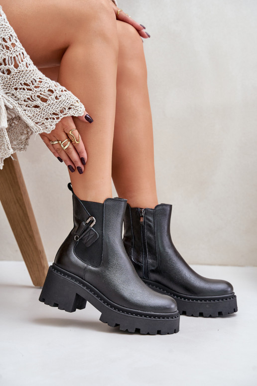 Zazoo 60490 Oda pašiltinti Aulinukai su ornamentais juodos spalvos Zazoo 60490 Oda pašiltinti Aulinukai su ornamentais juodos spalvos