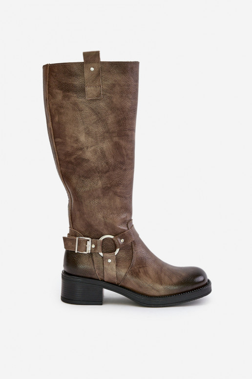 Zazoo 70141 Oda moteriški ilgaauliai batai Prieš Kelį rudos spalvos