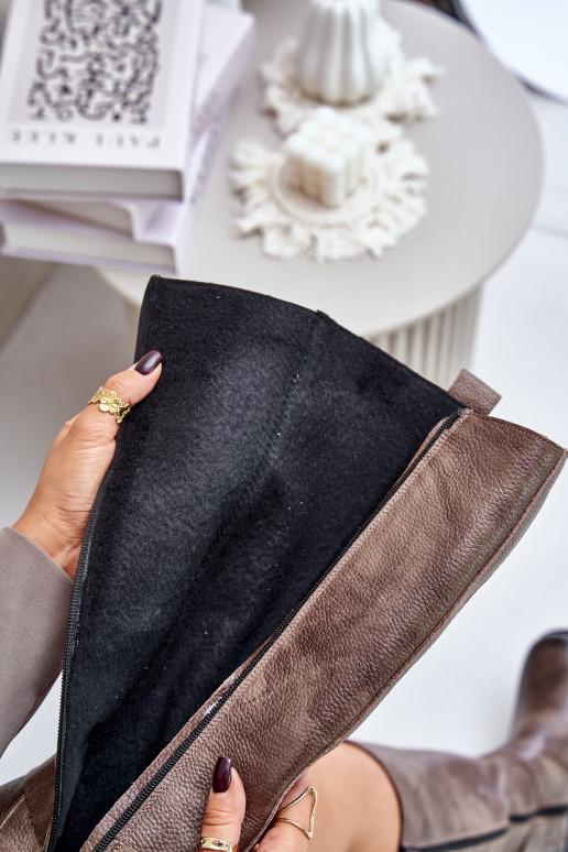 Zazoo 70141 Oda moteriški ilgaauliai batai Prieš Kelį rudos spalvos