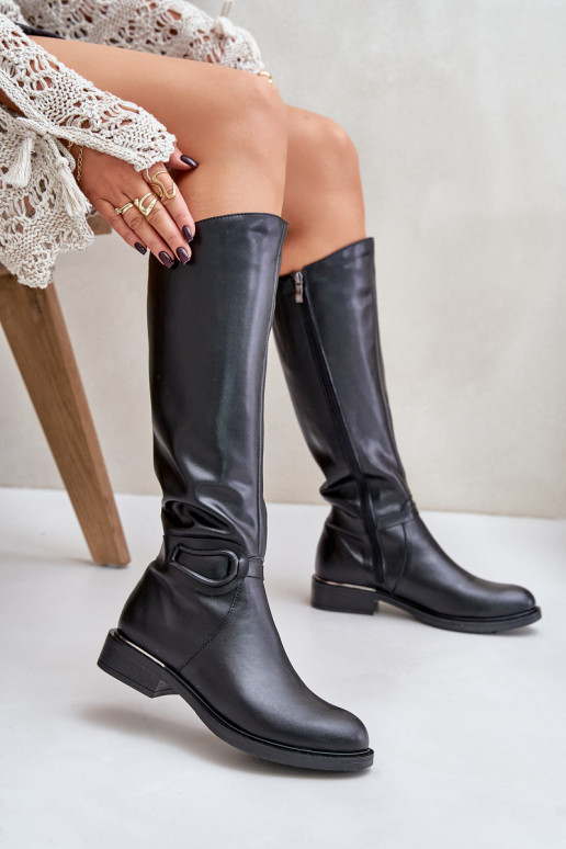 Zazoo 70140 Oda moteriški ilgaauliai batai Prieš Kelį pašiltinti juodos spalvos Zazoo 70140 Oda moteriški ilgaauliai batai Prieš Kelį pašiltinti juodos spalvos