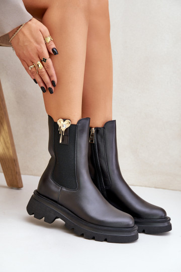 Oda stilingi aulinukai su dekoracija CheBello 4537 juodos spalvos 2