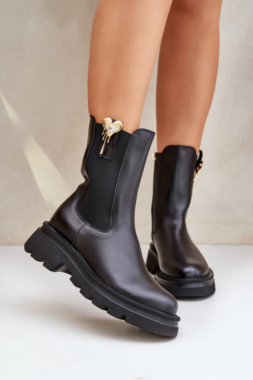 Oda stilingi aulinukai su dekoracija CheBello 4537 juodos spalvos