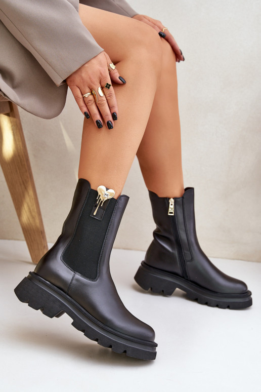 Oda stilingi aulinukai su dekoracija CheBello 4537 juodos spalvos