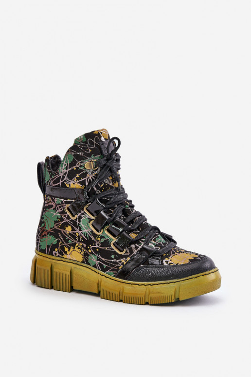 Oda lygiapadžiai Suvarstomi aulinukai Tai turiciejka 06158-07 geltonos --juodos spalvos Oda lygiapadžiai Suvarstomi aulinukai Tai turiciejka 06158-07 geltonos --juodos spalvos