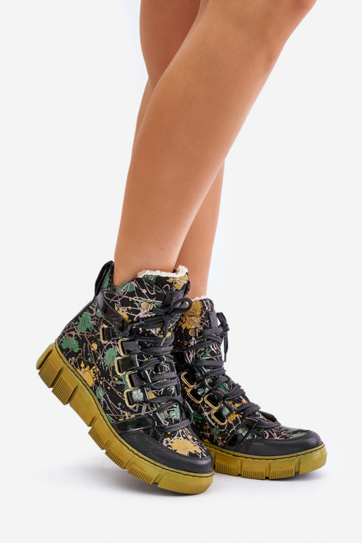 Oda lygiapadžiai Suvarstomi aulinukai Tai turiciejka 06158-07 geltonos --juodos spalvos Oda lygiapadžiai Suvarstomi aulinukai Tai turiciejka 06158-07 geltonos --juodos spalvos