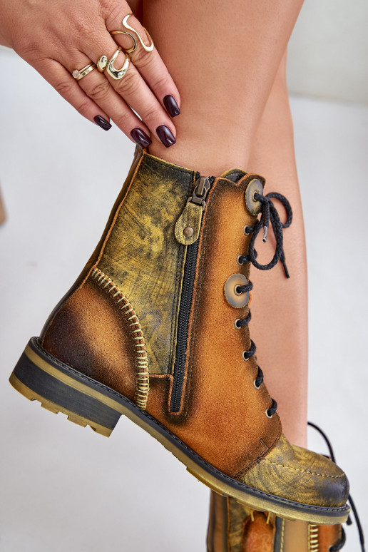 Oda Moteriški aulinukai su plačiais kulniukais Tai turiciejka 06719-07 geltonos spalvos