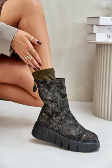 Oda Moteriški aulinukai su platforma Tai turiciejka 06766-09 chaki spalvos