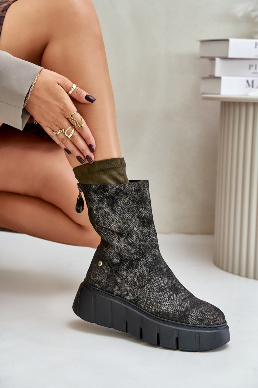 Oda Moteriški aulinukai su platforma Tai turiciejka 06766-09 chaki spalvos Oda Moteriški aulinukai su platforma Tai turiciejka 06766-09 chaki spalvos