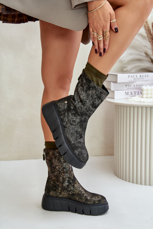 Oda Moteriški aulinukai su platforma Tai turiciejka 06766-09 chaki spalvos Oda Moteriški aulinukai su platforma Tai turiciejka 06766-09 chaki spalvos