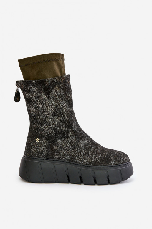 Oda Moteriški aulinukai su platforma Tai turiciejka 06766-09 chaki spalvos Oda Moteriški aulinukai su platforma Tai turiciejka 06766-09 chaki spalvos