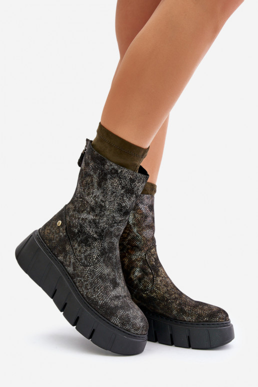 Oda Moteriški aulinukai su platforma Tai turiciejka 06766-09 chaki spalvos Oda Moteriški aulinukai su platforma Tai turiciejka 06766-09 chaki spalvos