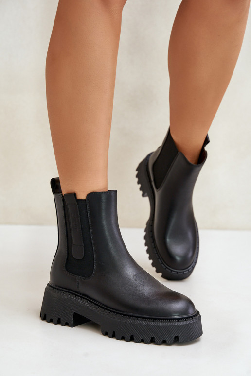 Oda pašiltinti stilingi aulinukai Moteriškas Big Star OO274A386 juodos spalvos Oda pašiltinti stilingi aulinukai Moteriškas Big Star OO274A386 juodos spalvos