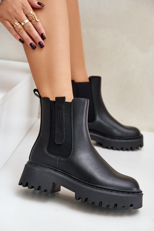 Oda pašiltinti stilingi aulinukai Moteriškas Big Star OO274A386 juodos spalvos Oda pašiltinti stilingi aulinukai Moteriškas Big Star OO274A386 juodos spalvos