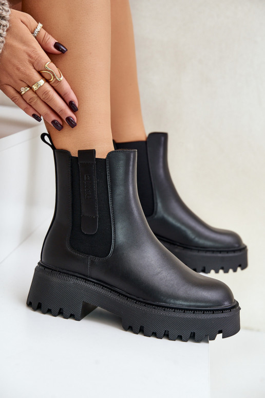 Oda pašiltinti stilingi aulinukai Moteriškas Big Star OO274A386 juodos spalvos Oda pašiltinti stilingi aulinukai Moteriškas Big Star OO274A386 juodos spalvos