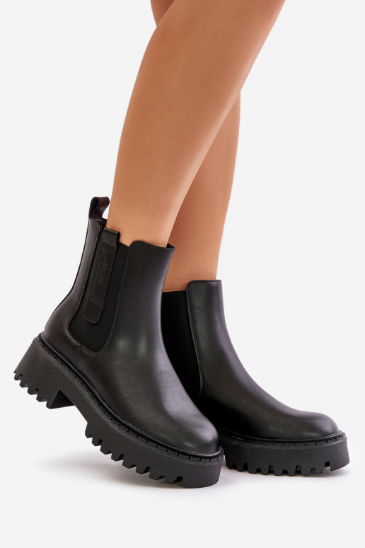 Oda pašiltinti stilingi aulinukai Moteriškas Big Star OO274A386 juodos spalvos Oda pašiltinti stilingi aulinukai Moteriškas Big Star OO274A386 juodos spalvos