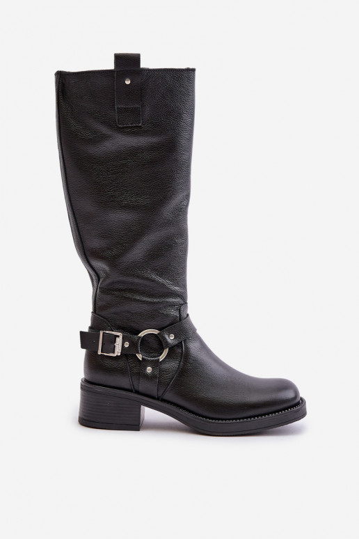 Zazoo 70141 Oda moteriški ilgaauliai batai Prieš Kelį juodos spalvos Zazoo 70141 Oda moteriški ilgaauliai batai Prieš Kelį juodos spalvos