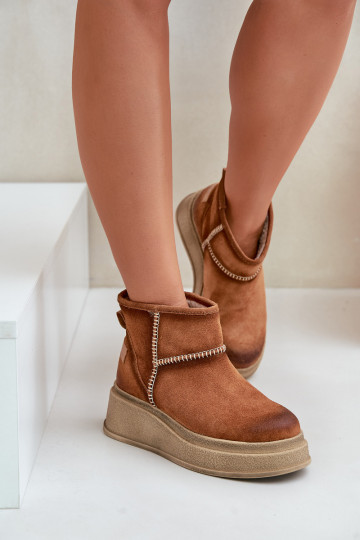 Oda iš zomšos sniego batai Aulinukai su platforma I Koturnie Tai turiciejka 06769-29 rudos spalvos