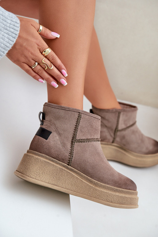 Oda iš zomšos sniego batai Aulinukai su platforma I Koturnie Tai turiciejka 06769-02 tamsiai rudos spalvos Oda iš zomšos sniego batai Aulinukai su platforma I Koturnie Tai turiciejka 06769-02 tamsiai rudos spalvos