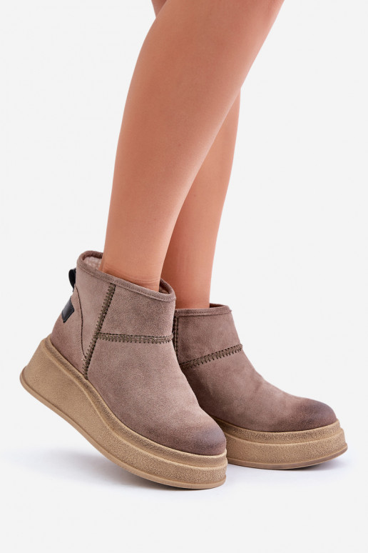 Oda iš zomšos sniego batai Aulinukai su platforma I Koturnie Tai turiciejka 06769-02 tamsiai rudos spalvos Oda iš zomšos sniego batai Aulinukai su platforma I Koturnie Tai turiciejka 06769-02 tamsiai rudos spalvos