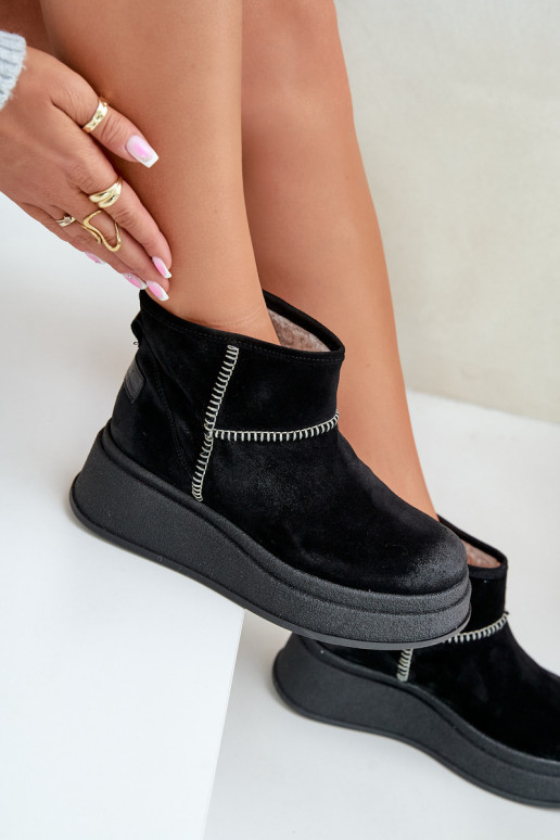 Oda iš zomšos sniego batai Aulinukai su platforma I Koturnie Tai turiciejka 06769-01 juodos spalvos Oda iš zomšos sniego batai Aulinukai su platforma I Koturnie Tai turiciejka 06769-01 juodos spalvos