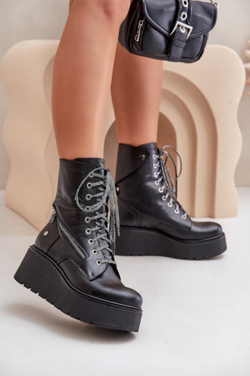 Oda Darbiniai kulkšnies batai su platforma I Koturnie Tai turiciejka 06676-01 juodos spalvos 2