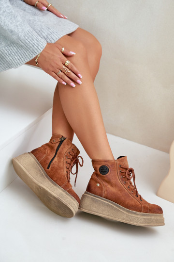 Zomšiniai batai su platforma Tai turiciejka 06309-29 rudos spalvos