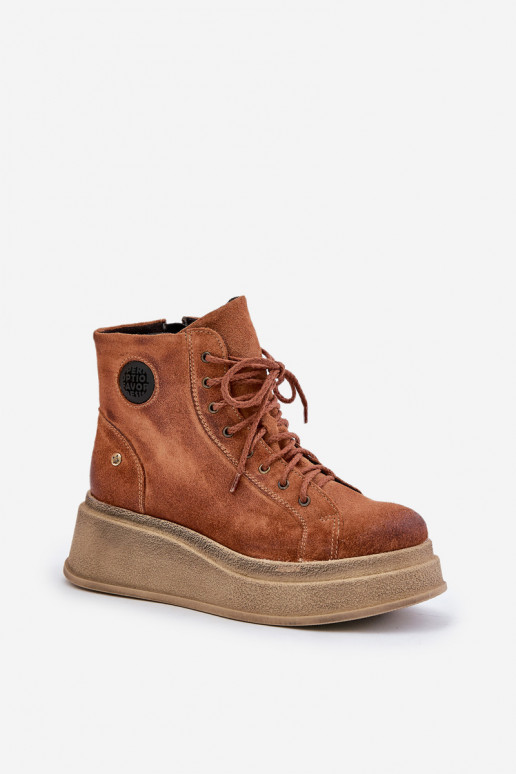 Zomšiniai batai su platforma Tai turiciejka 06309-29 rudos spalvos Zomšiniai batai su platforma Tai turiciejka 06309-29 rudos spalvos