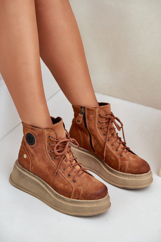 Zomšiniai batai su platforma Tai turiciejka 06309-29 rudos spalvos Zomšiniai batai su platforma Tai turiciejka 06309-29 rudos spalvos