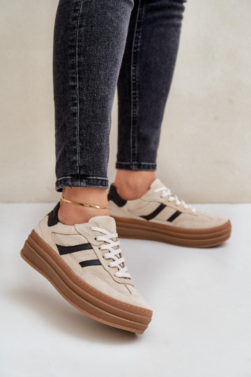 Zazoo N1176 iš zomšos Sneakers modelio batai su platforma smėlio spalvos 2