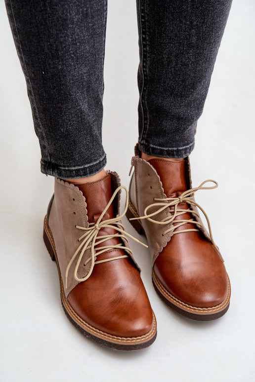 Oda Aulinukai su plačiais kulniukais rudos spalvos Zazoo 4078